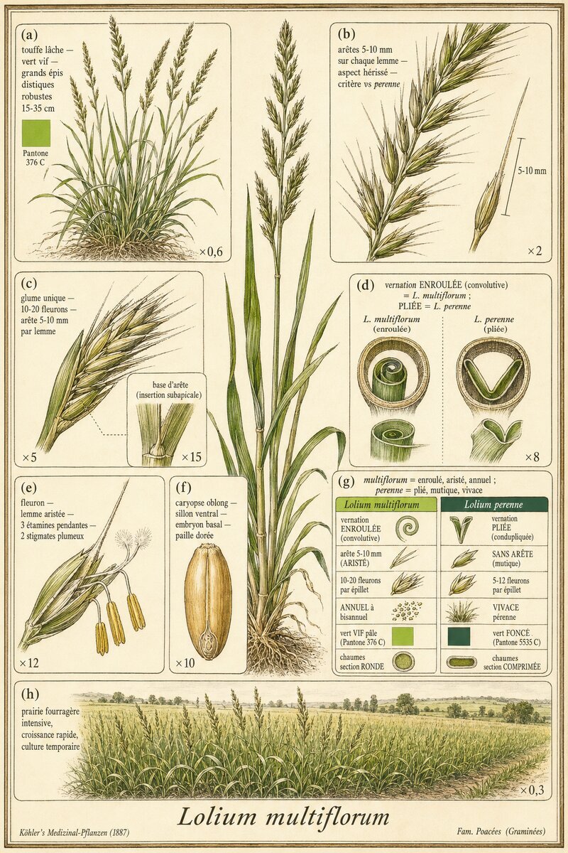 Planche botanique Ray-grass d'Italie