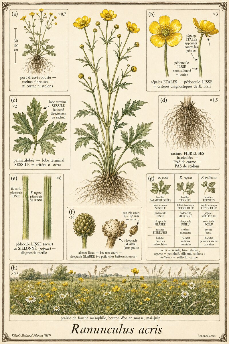 Planche botanique Renoncule âcre