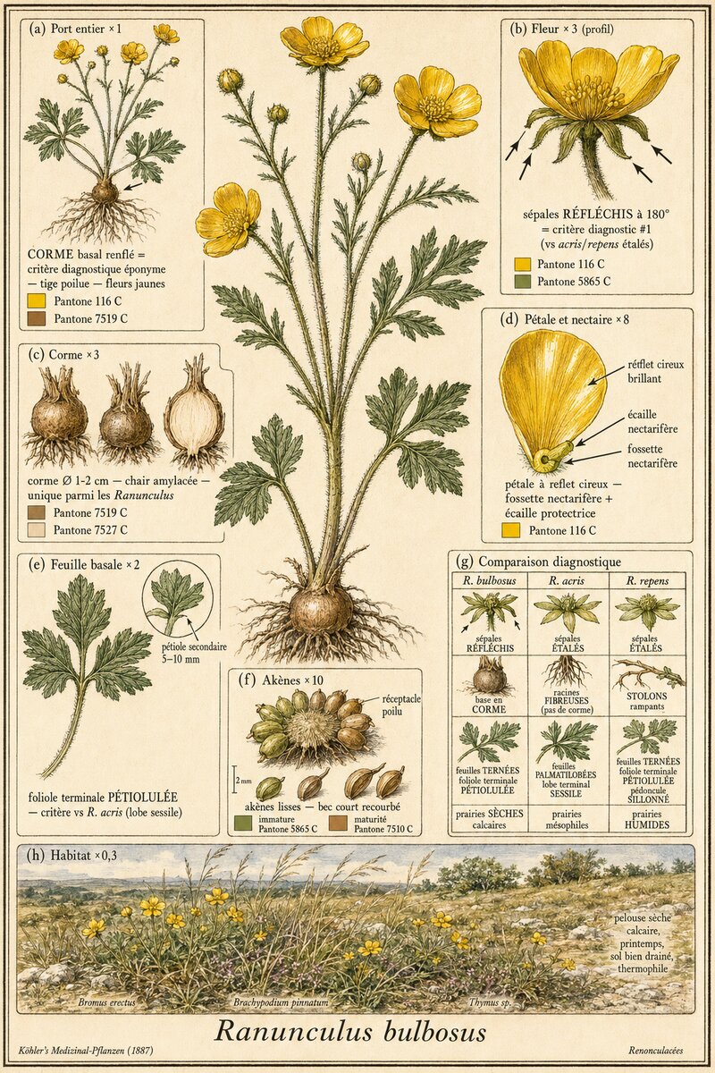 Planche botanique Renoncule bulbeuse