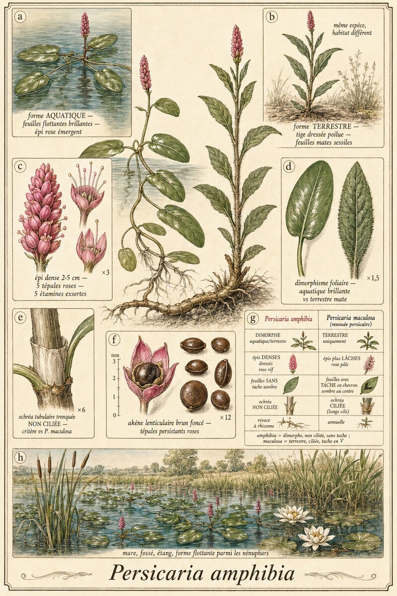 Planche botanique Renouée amphibie