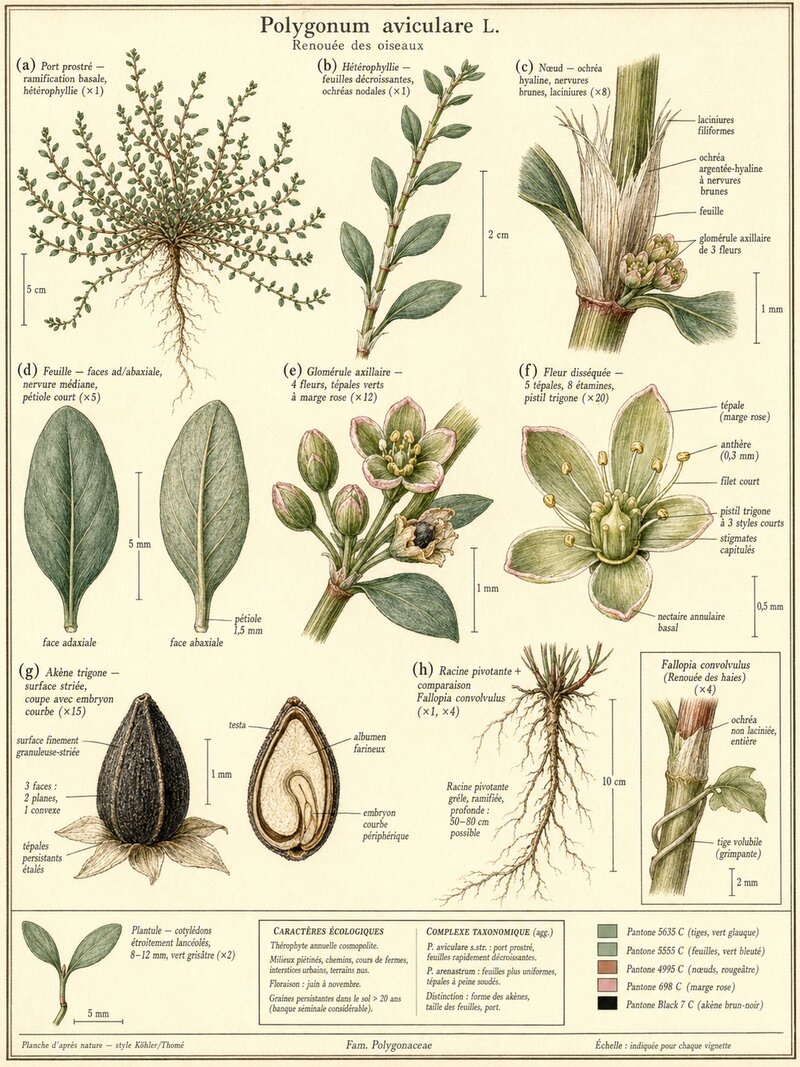 Planche botanique Renouée des oiseaux
