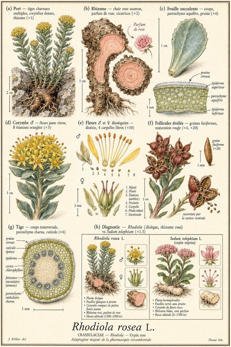 Planche botanique Rhodiola