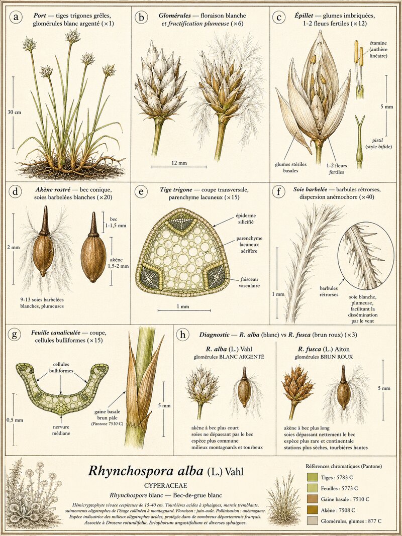 Planche botanique Rhynchospore blanc