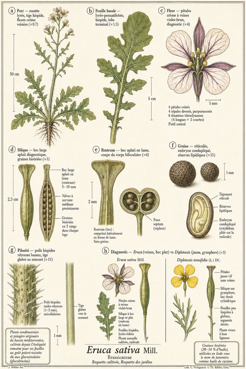 Planche botanique Roquette cultivée