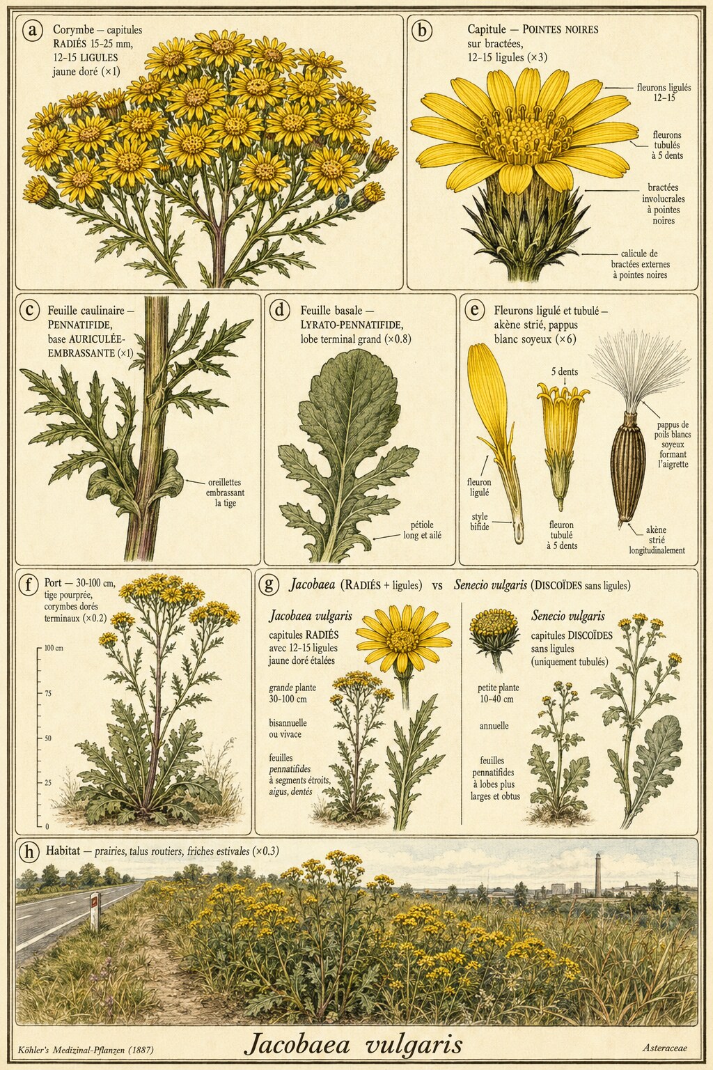 Planche botanique SÉNEÇON JACOBÉE