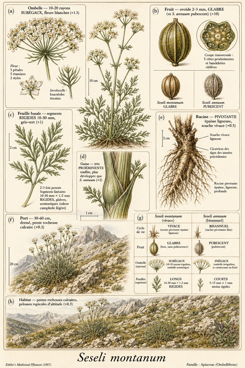 Planche botanique SÉSÉLI DES MONTAGNES