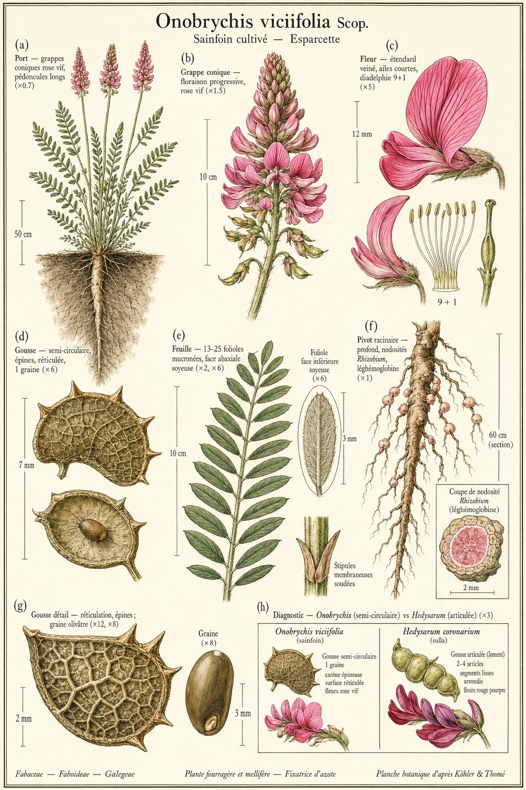 Planche botanique Sainfoin cultivé