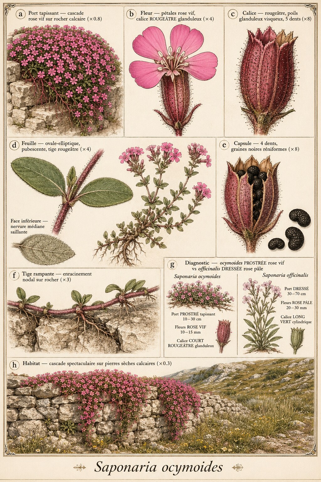 Planche botanique Saponaire des rochers