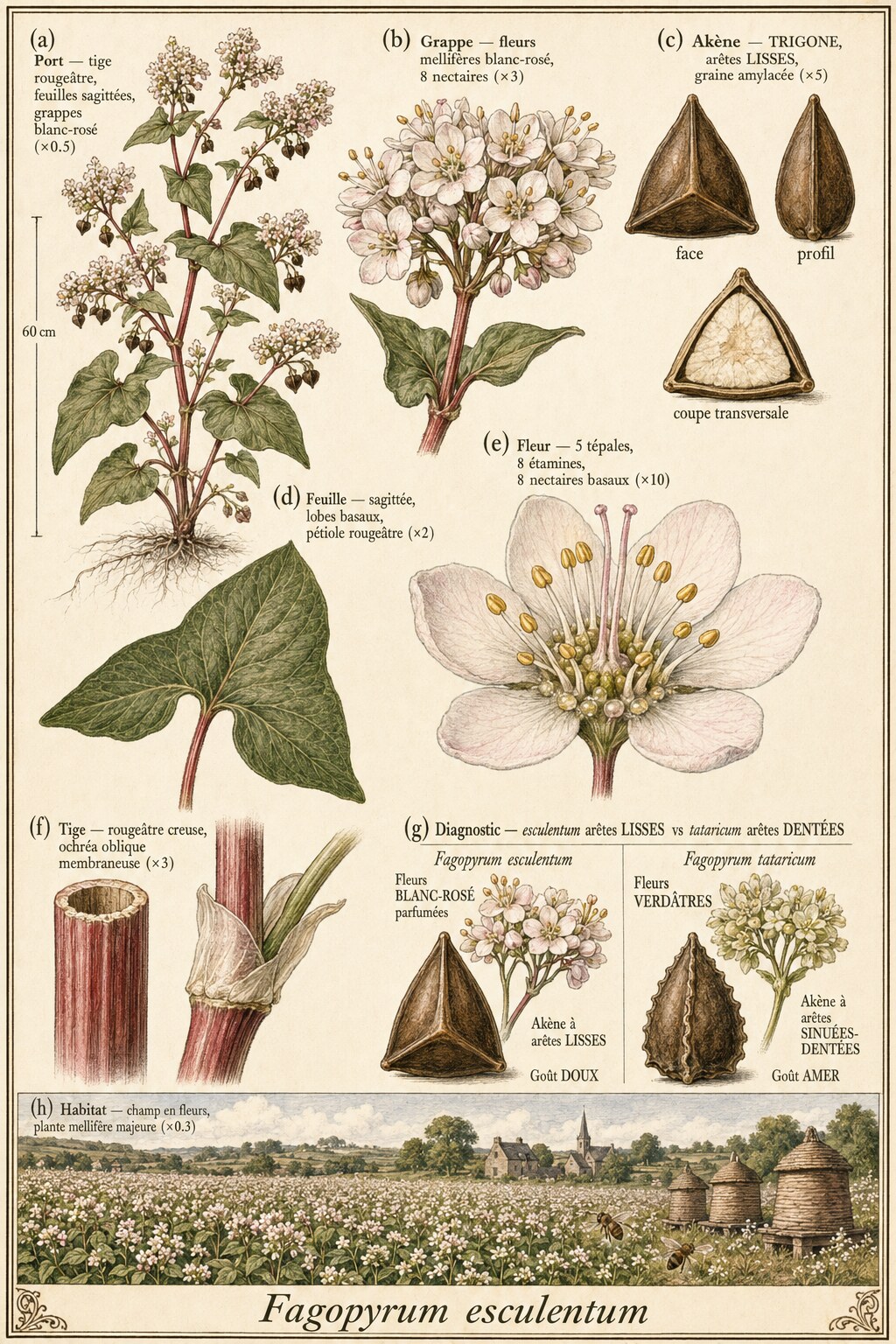 Planche botanique Sarrasin cultivé