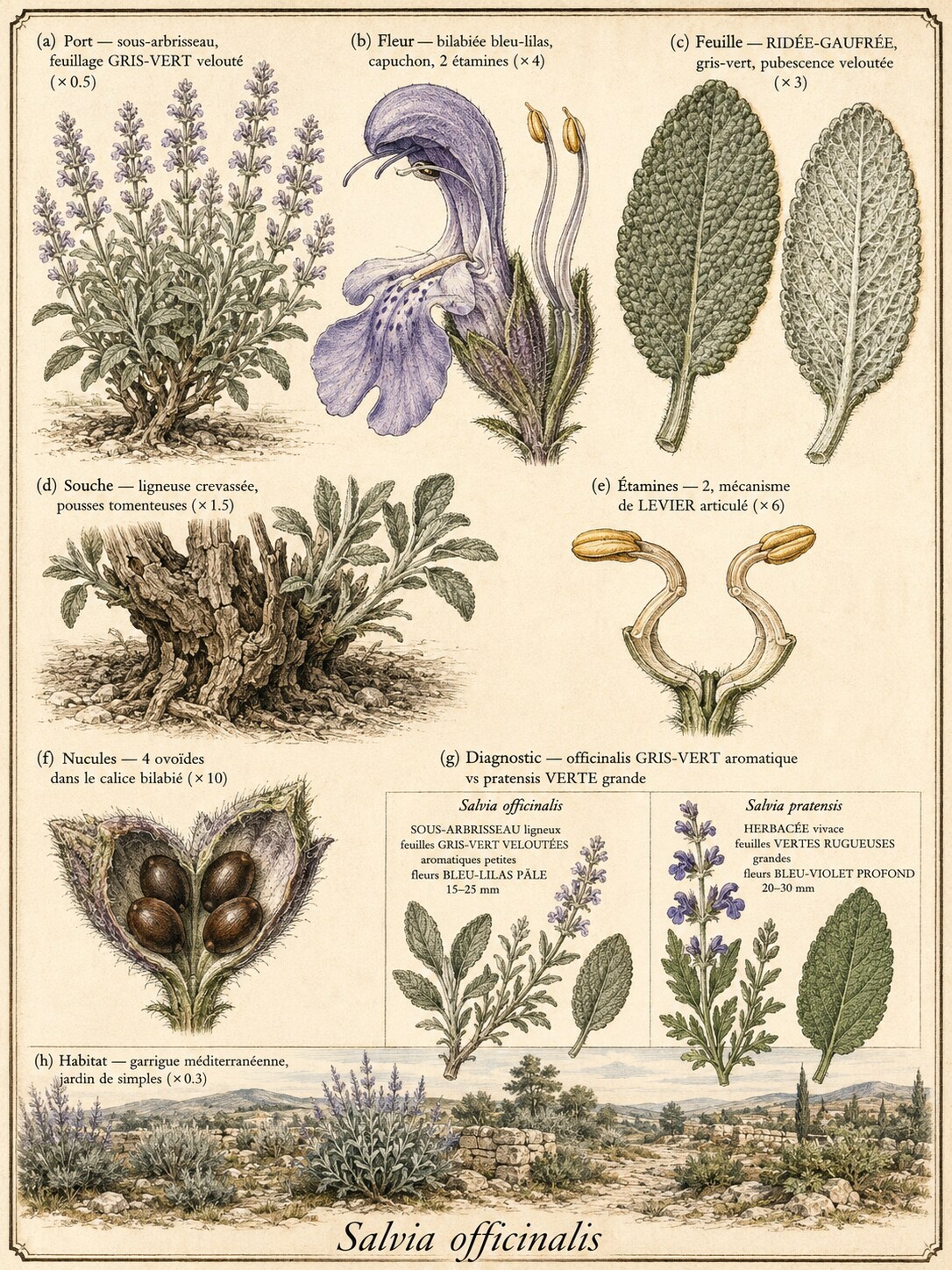 Planche botanique SAUGE OFFICINALE