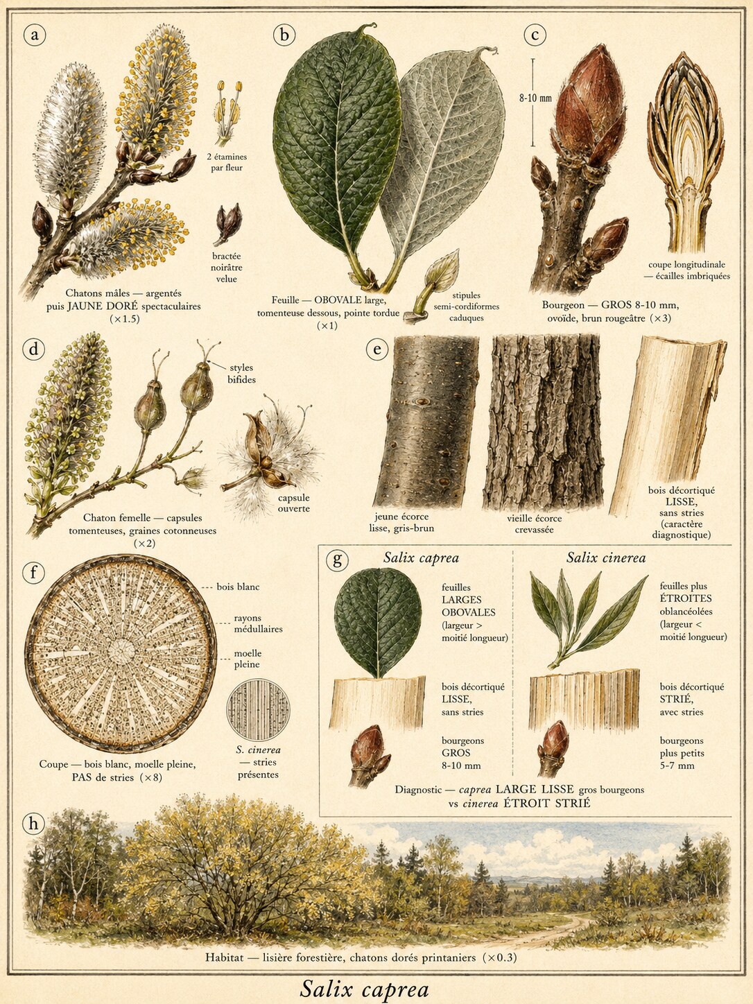 Planche botanique SAULE MARSAULT