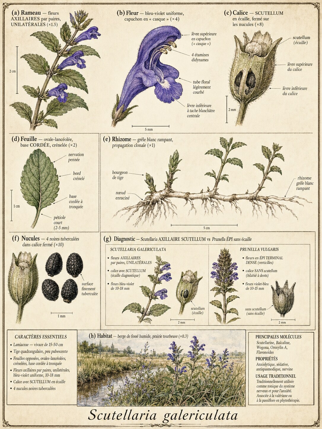 Planche botanique SCUTELLAIRE À CASQUE