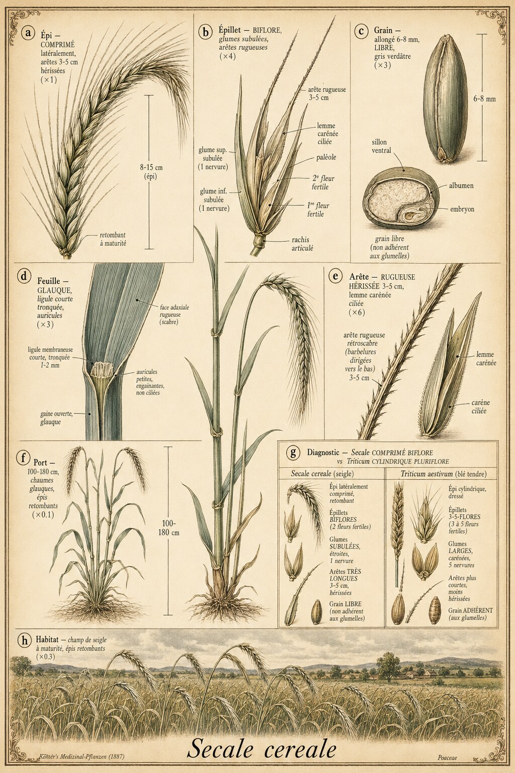 Planche botanique SEIGLE CULTIVÉ