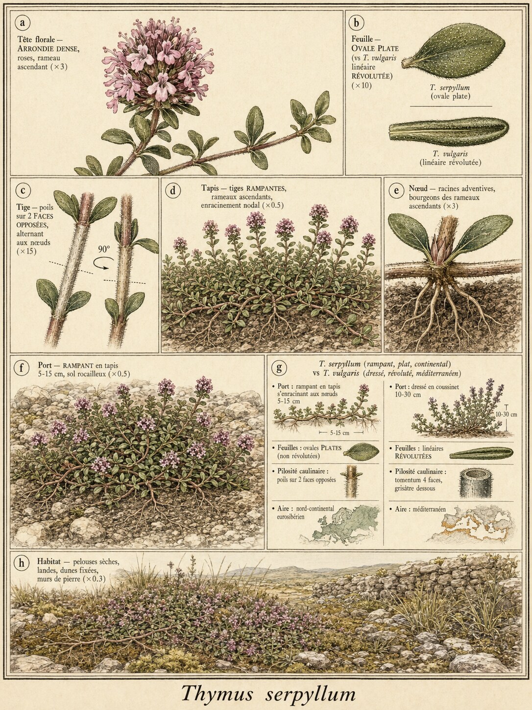 Planche botanique THYM SERPOLET