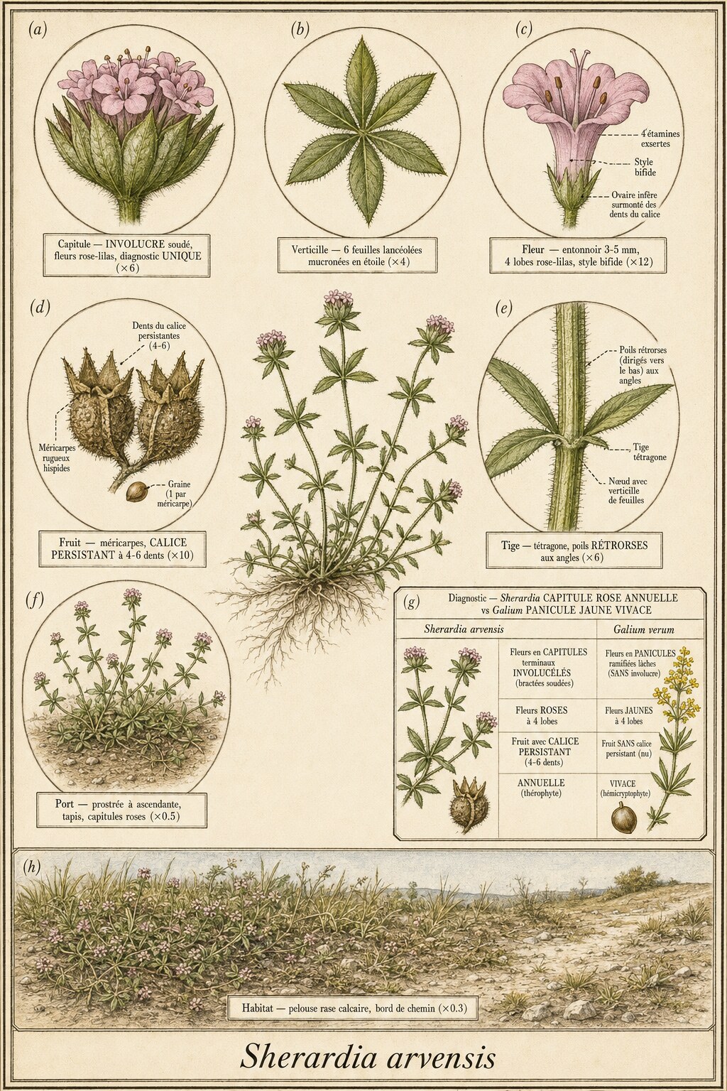 Planche botanique SHERARDIE DES CHAMPS