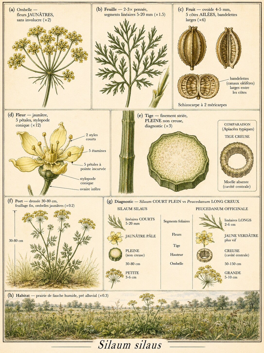 Planche botanique SILAÜS DES PRÉS