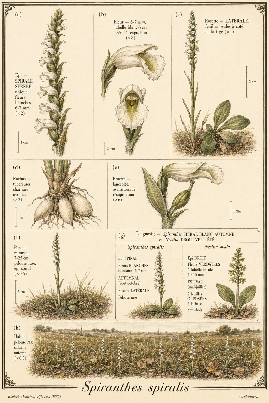 Planche botanique SPIRANTHE D’AUTOMNE