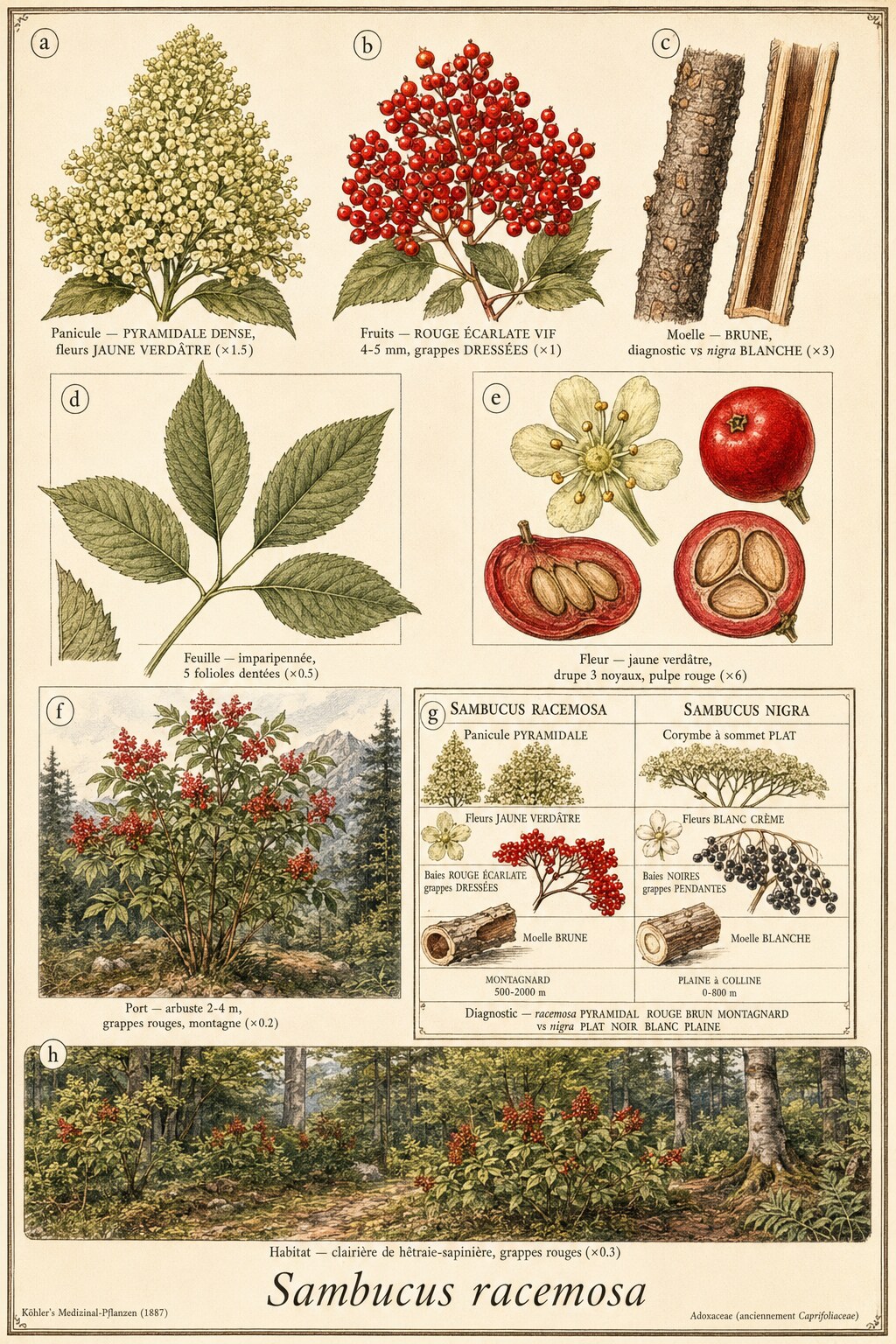 Planche botanique SUREAU ROUGE