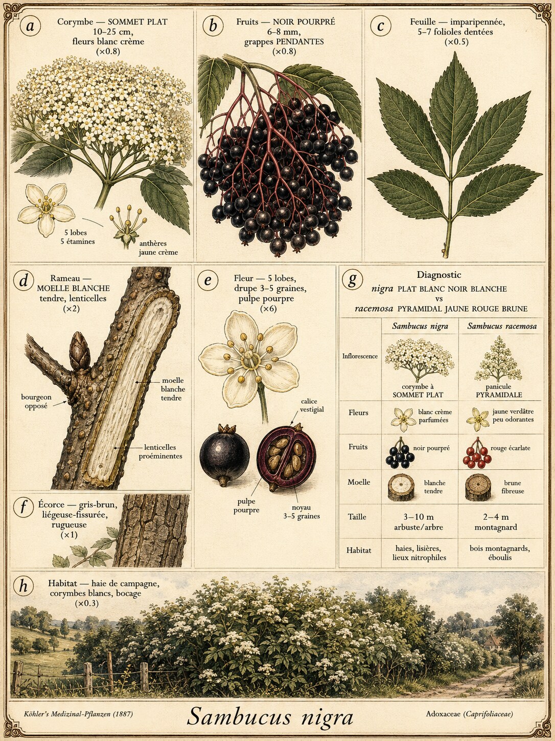 Planche botanique SUREAU NOIR