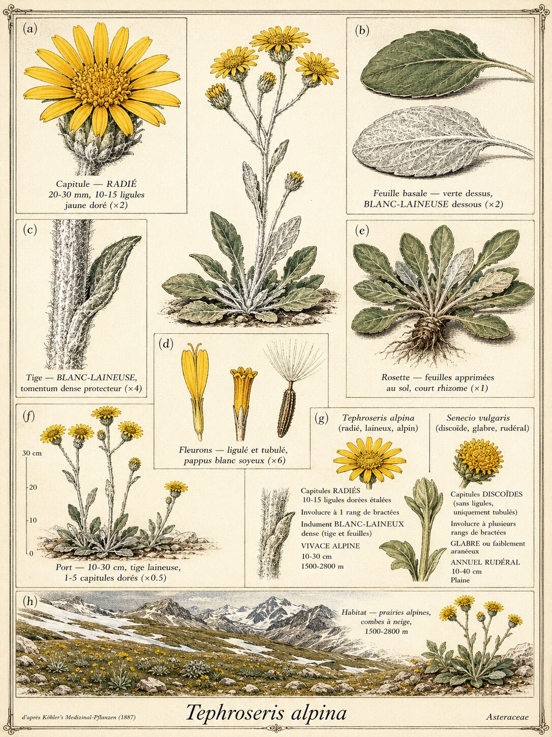 Planche botanique TEPHROSERIS DES ALPES