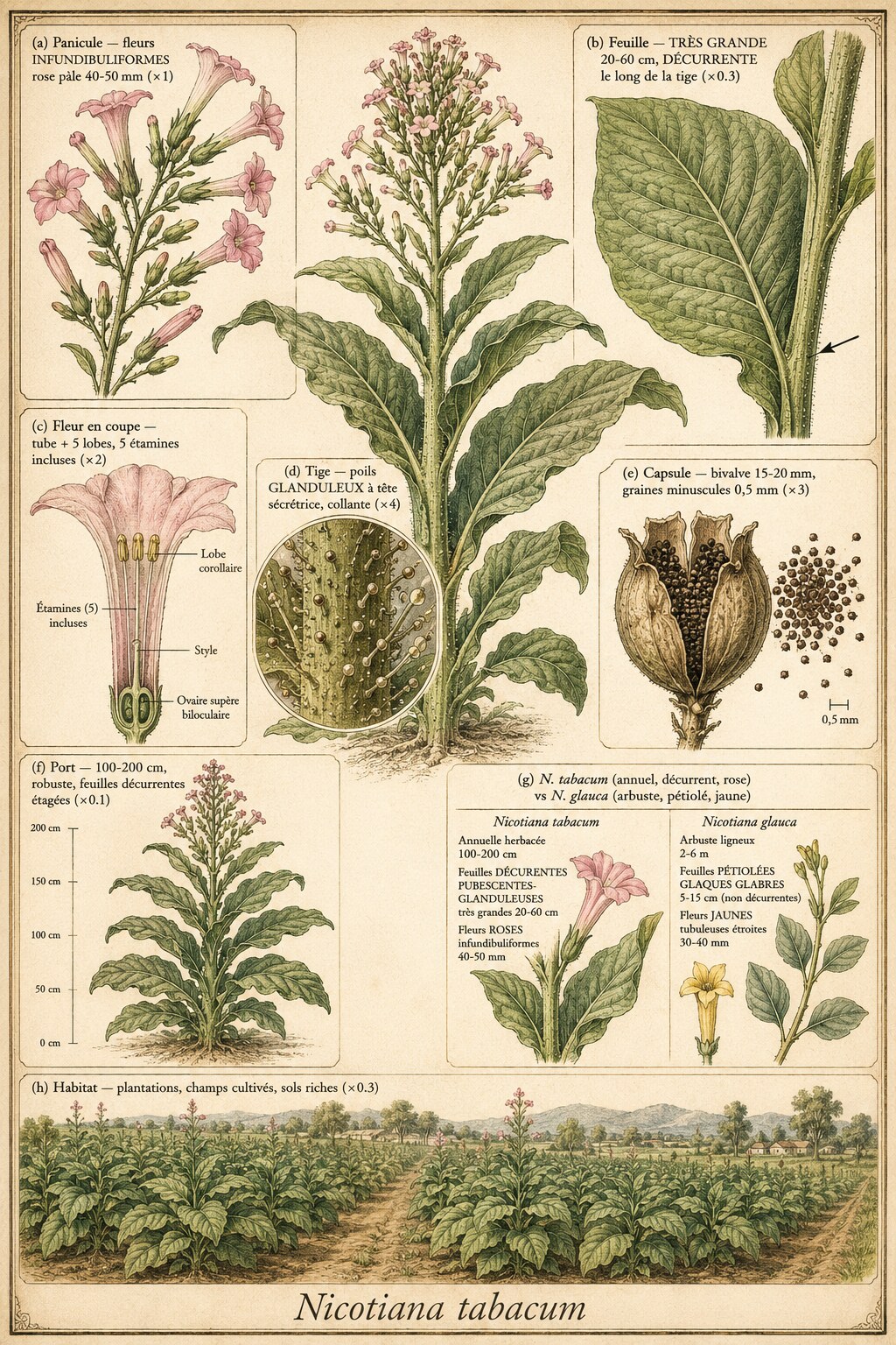 Planche botanique TABAC CULTIVÉ
