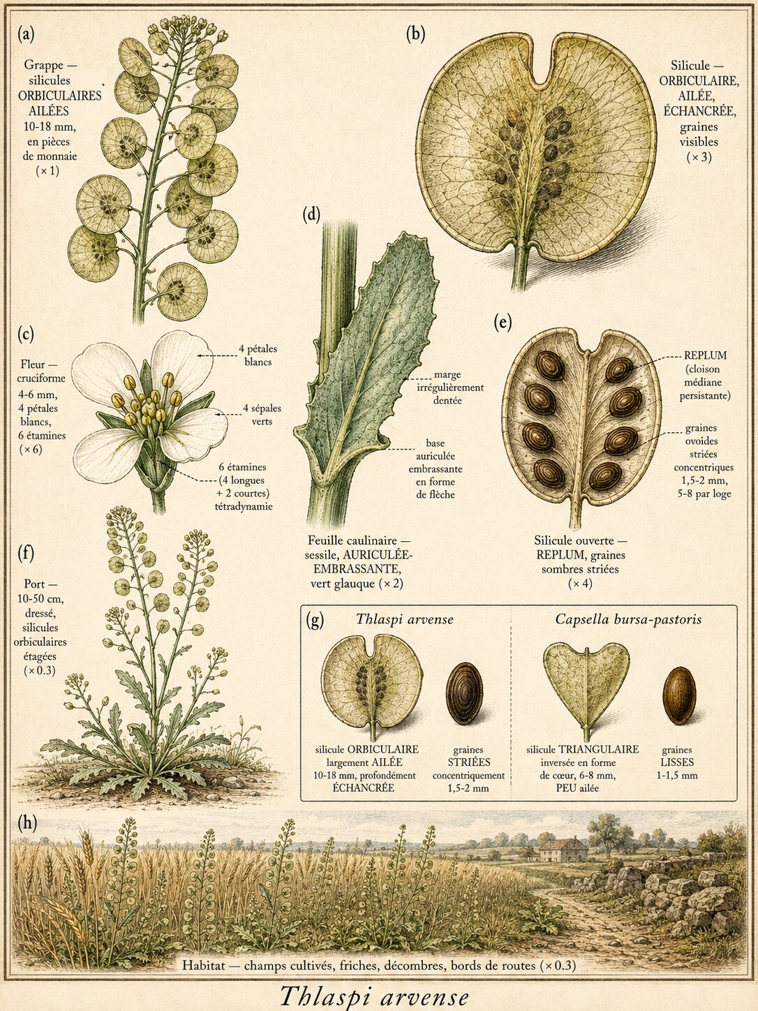 Planche botanique THLASPI DES CHAMPS