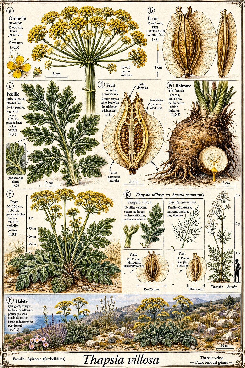 Planche botanique THAPSIE VELUE