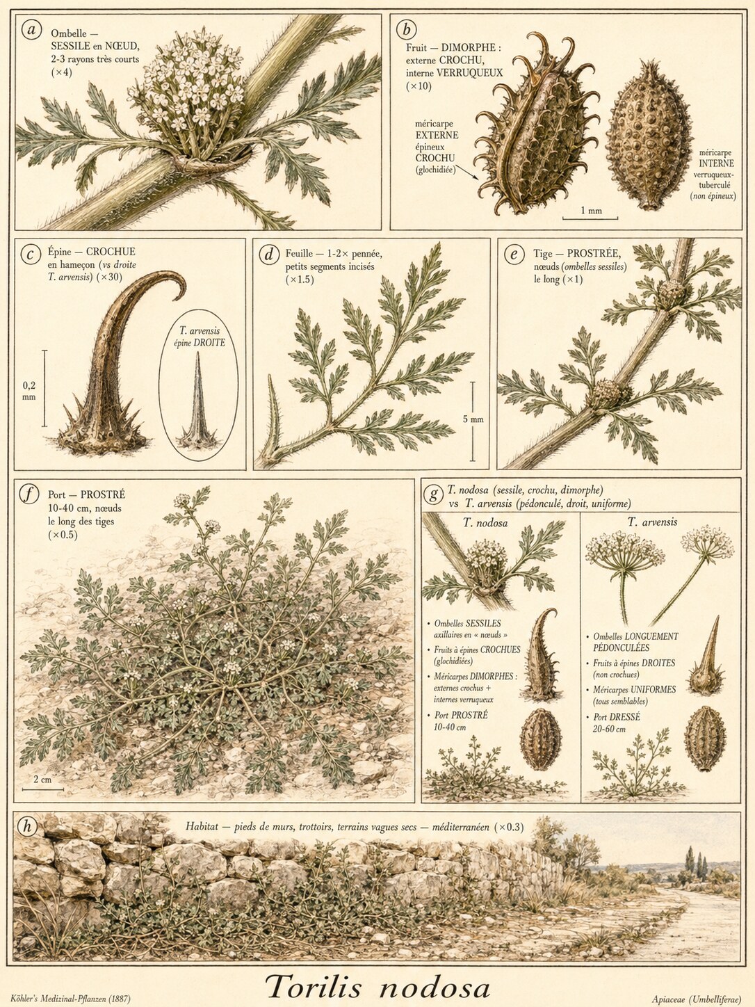 Planche botanique TORILIS NOUEUSE