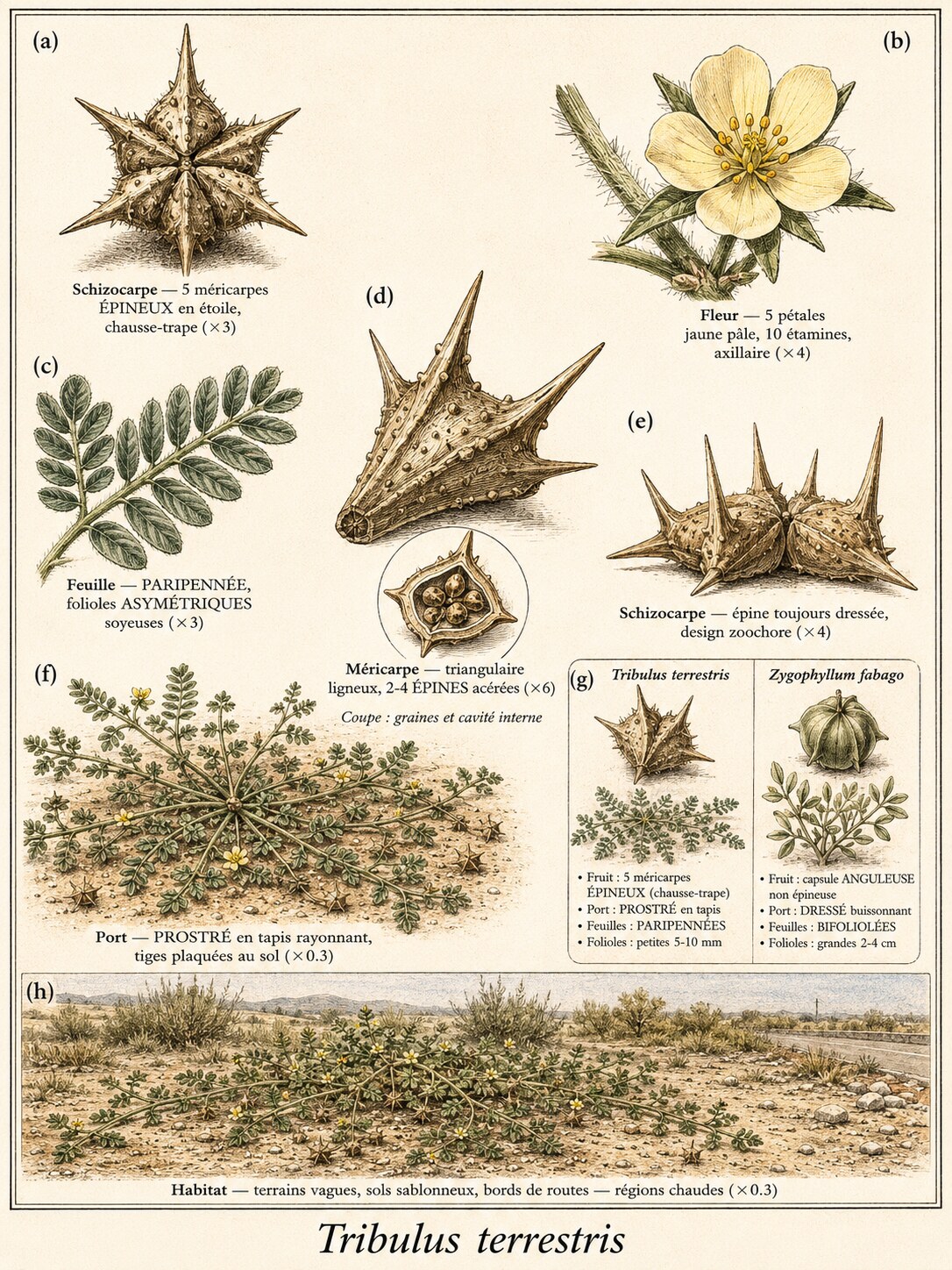 Planche botanique TRIBULUS