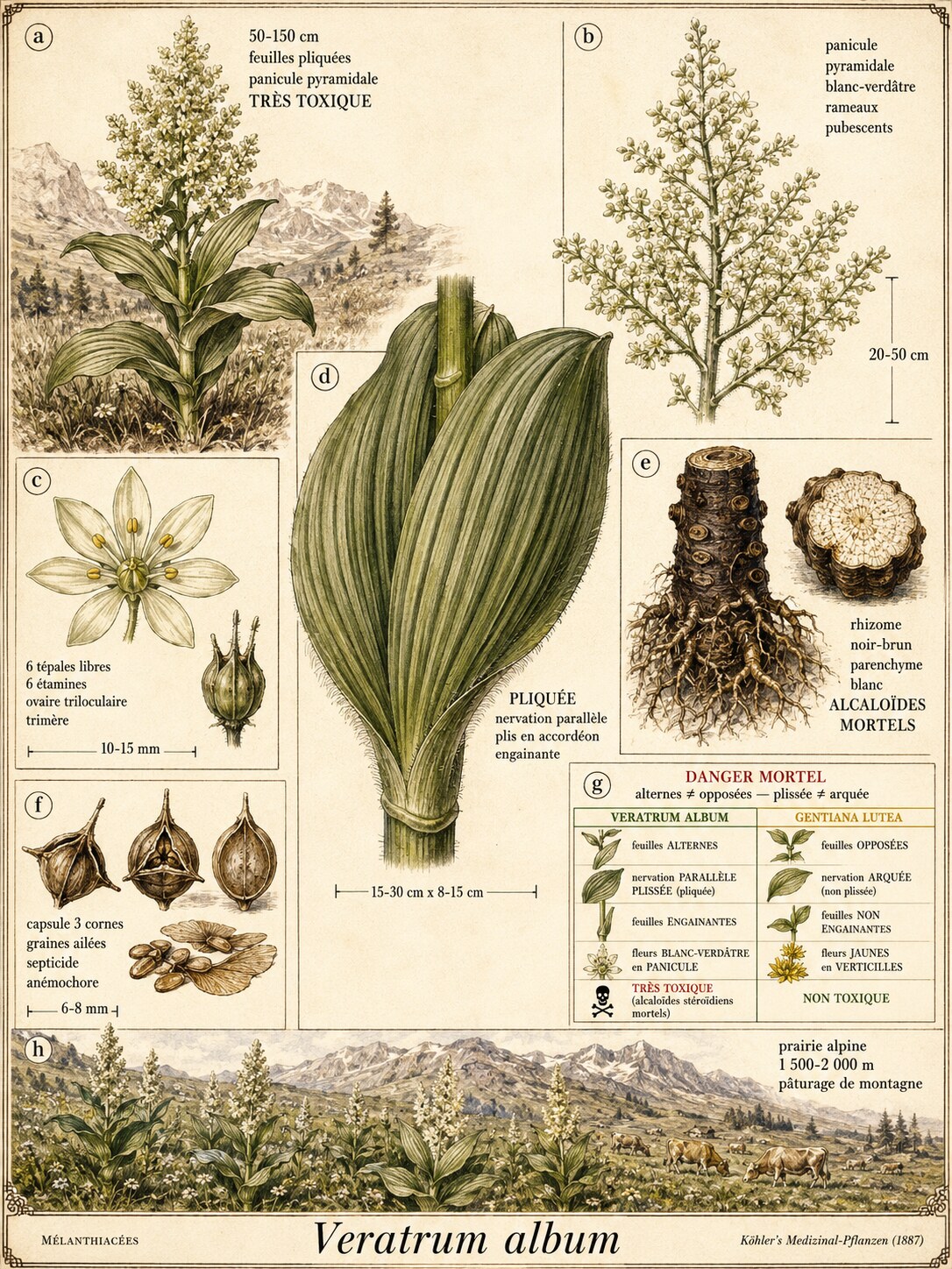 Planche botanique VÉRATRE BLANC