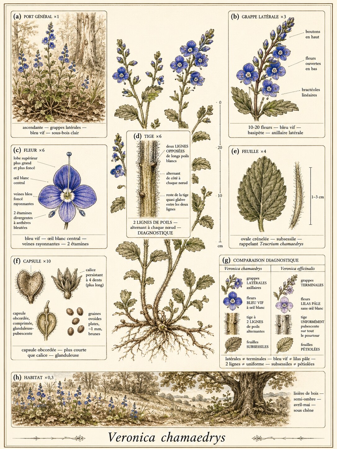 Planche botanique VÉRONIQUE PETIT-CHÊNE