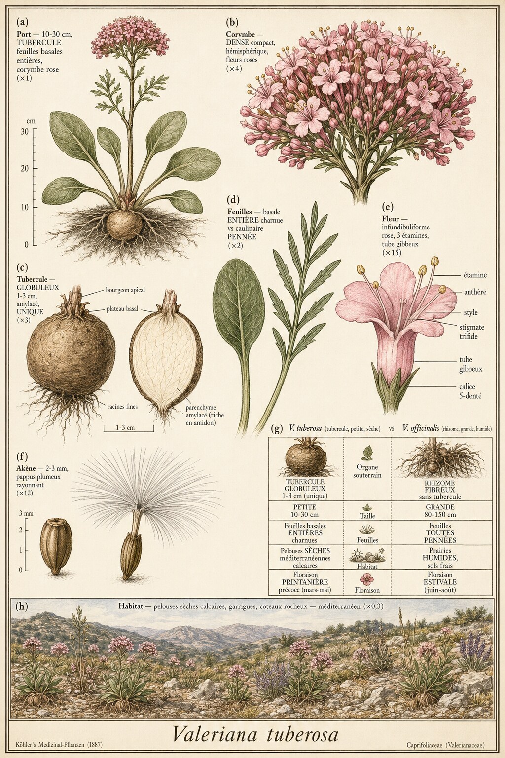 Planche botanique VALÉRIANE TUBÉREUSE