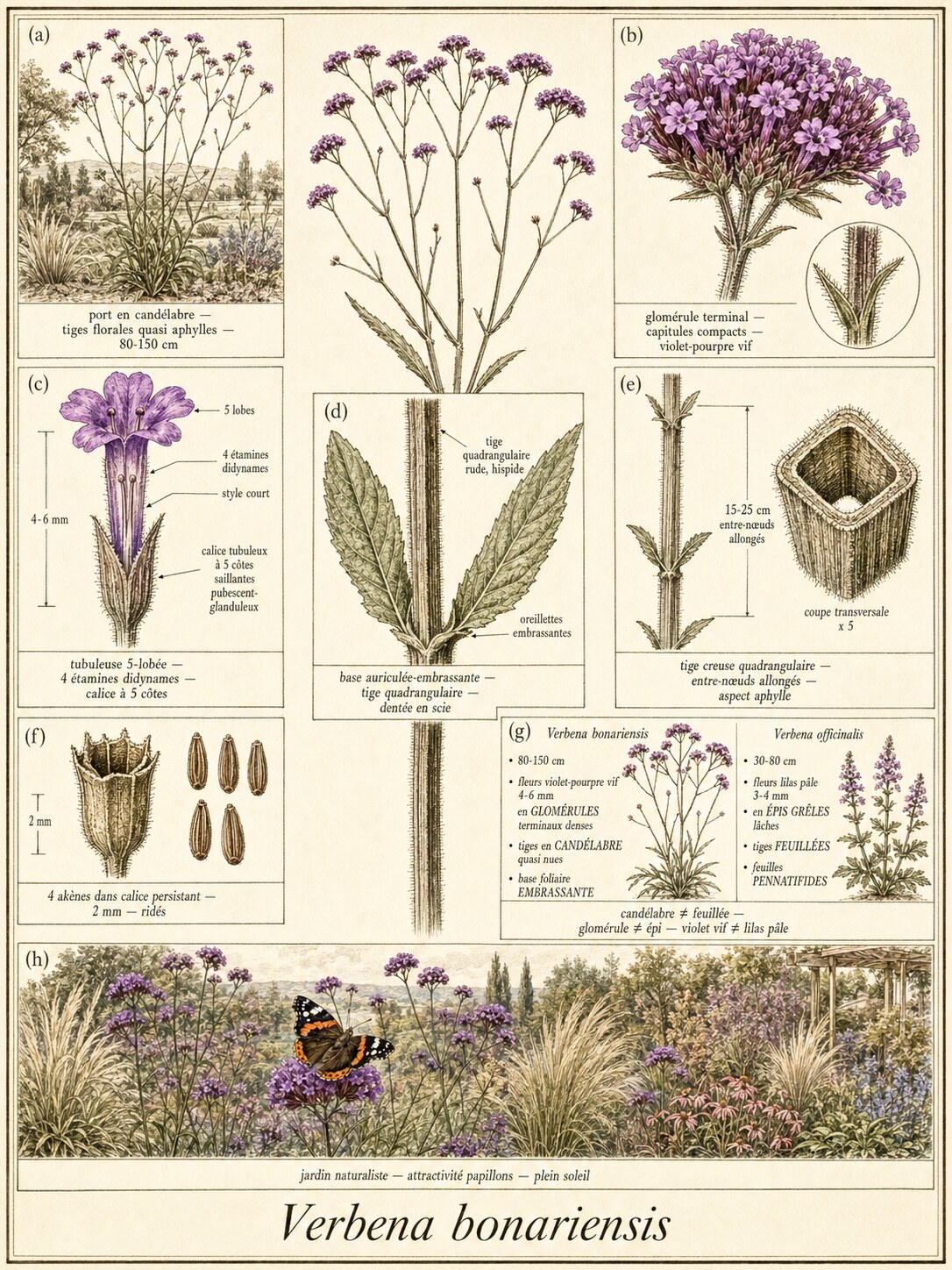 Planche botanique VERVEINE DE BUENOS AIRES