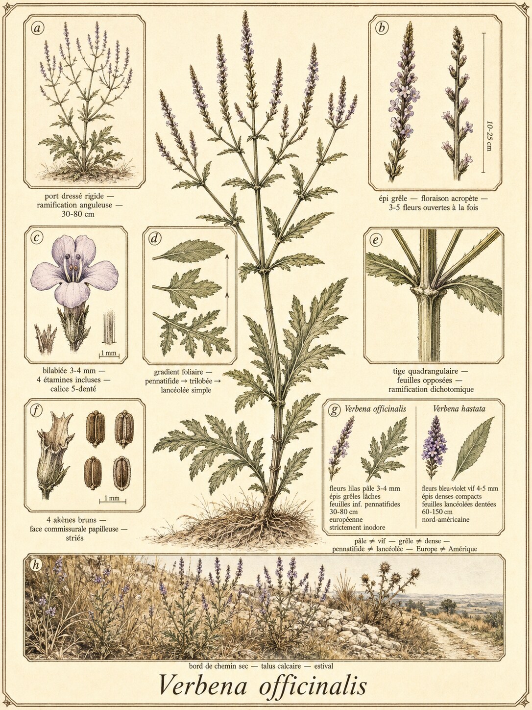 Planche botanique VERVEINE OFFICINALE