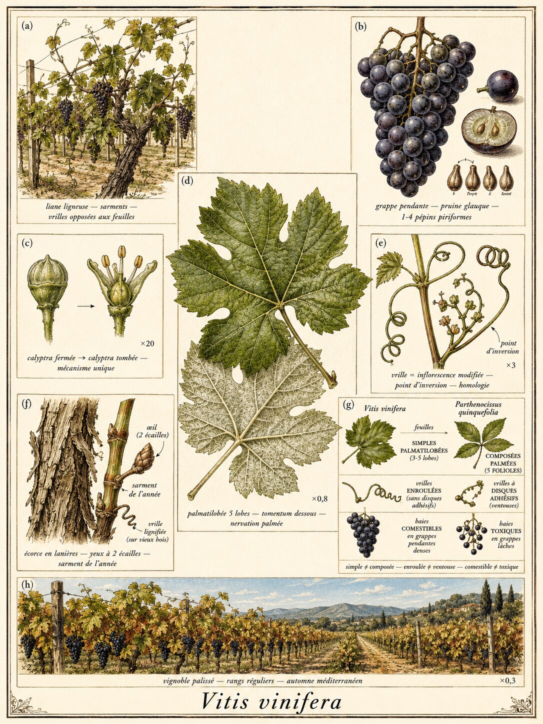 Planche botanique VIGNE ROUGE