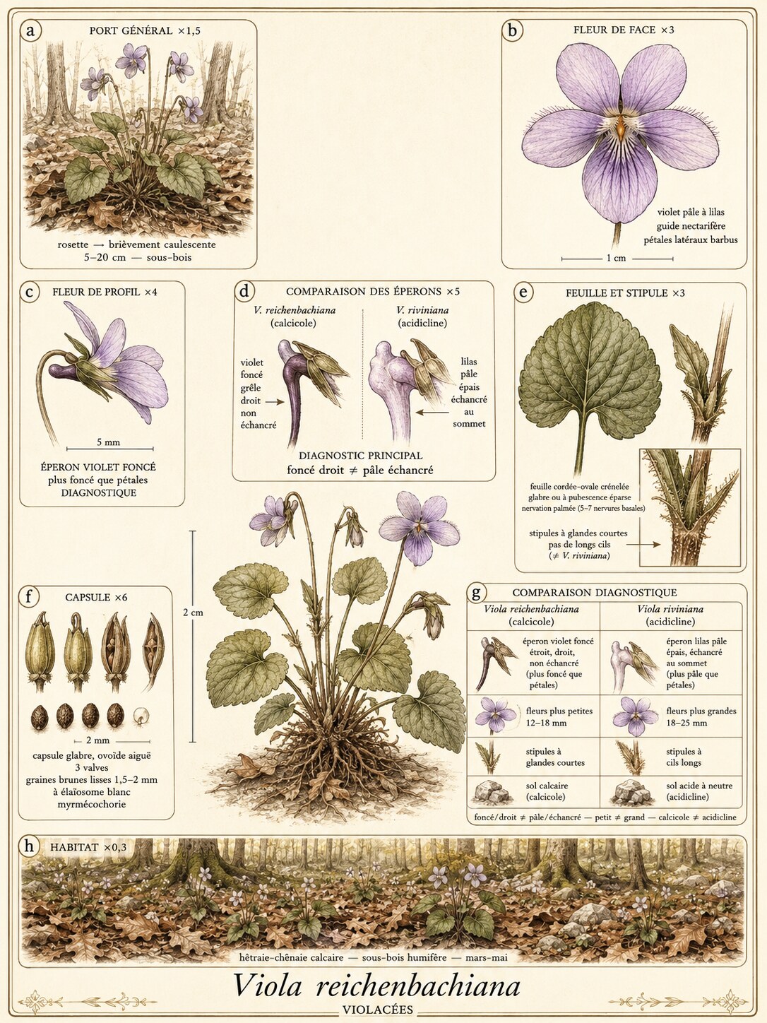 Planche botanique VIOLETTE DES BOIS