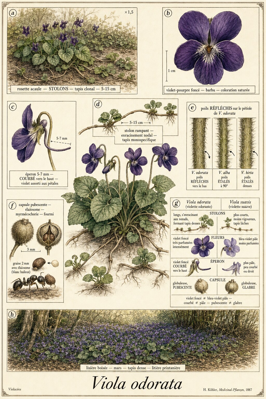 Planche botanique VIOLETTE ODORANTE