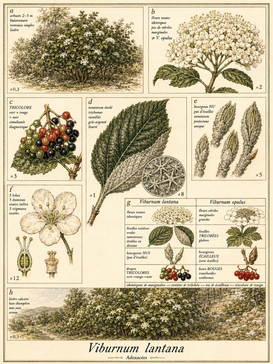 Planche botanique VIORNE LANTANE