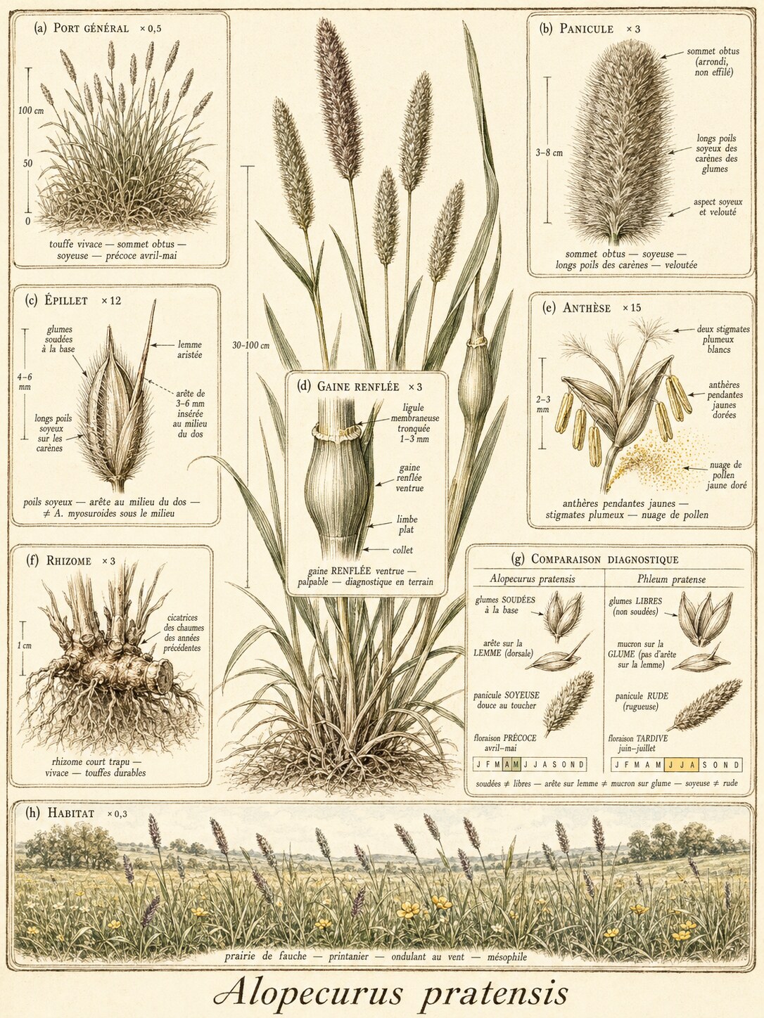 Planche botanique VULPIN DES PRÉS