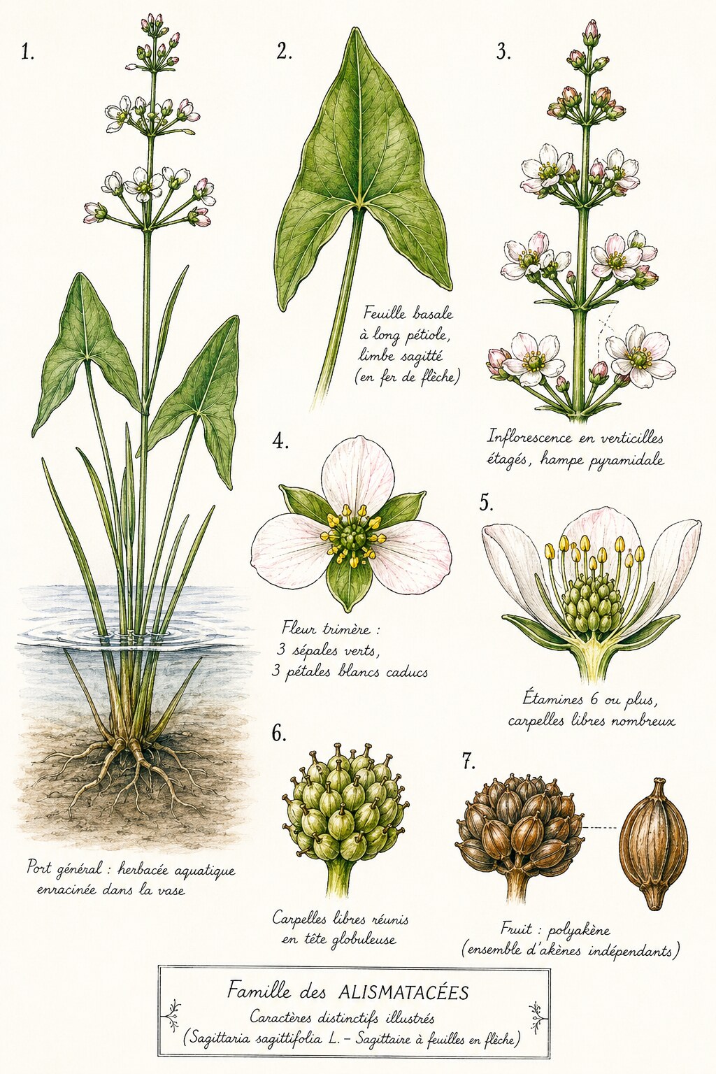 Planche des caractères distinctifs de la famille des Alismatacées
