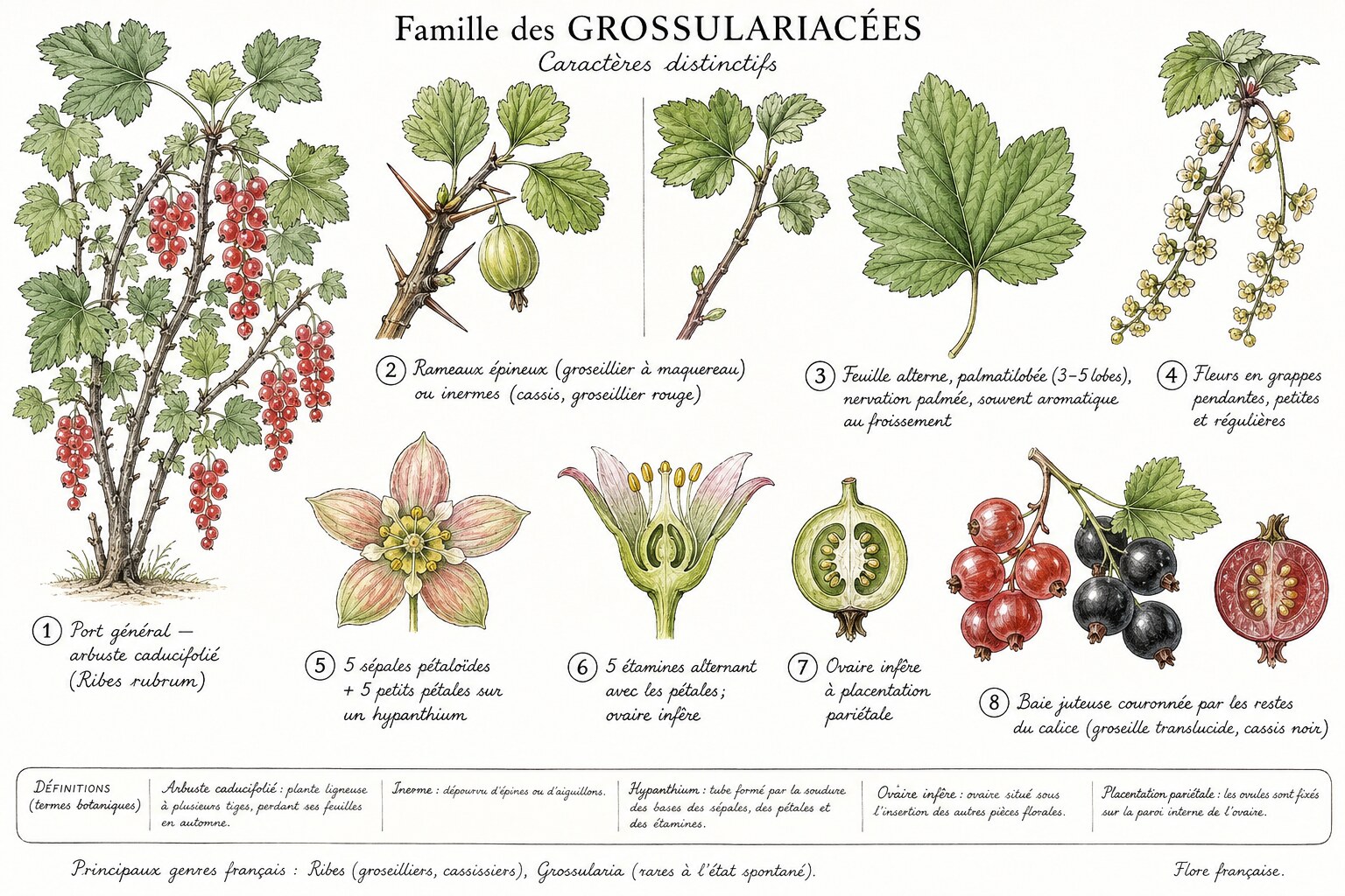 Planche des caractères distinctifs de la famille des Grossulariacées
