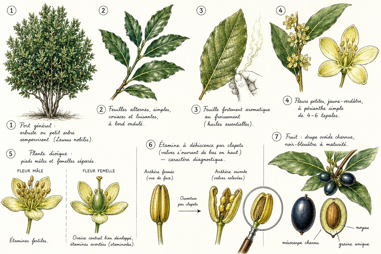 Planche des caractères distinctifs de la famille des Lauracées