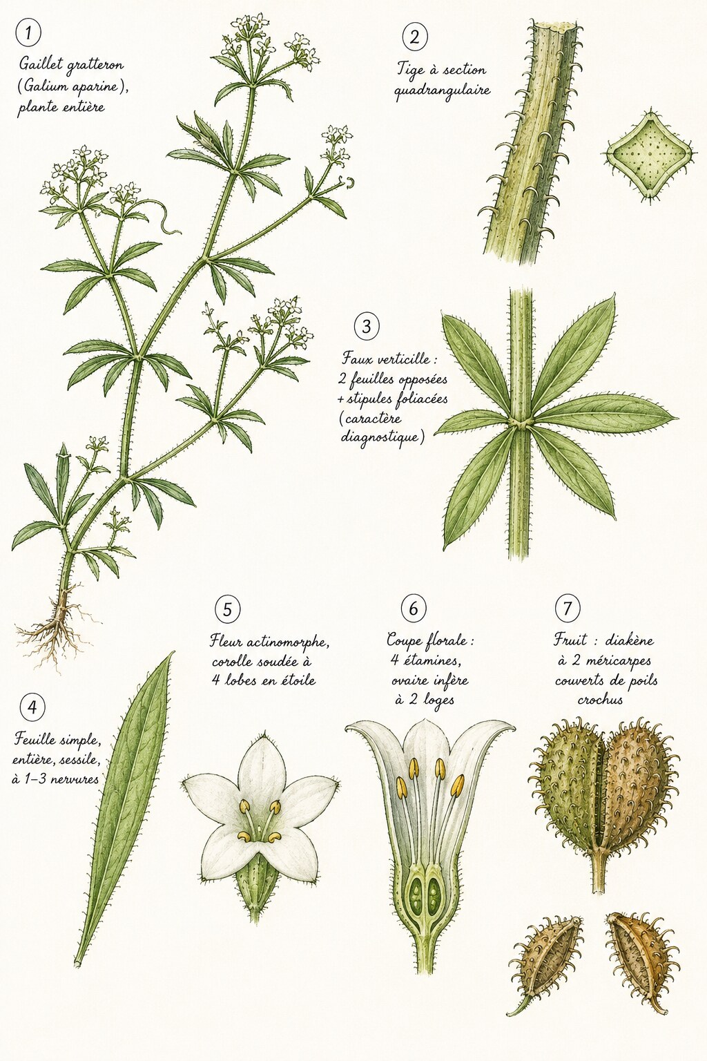 Planche des caractères distinctifs de la famille des Rubiacées