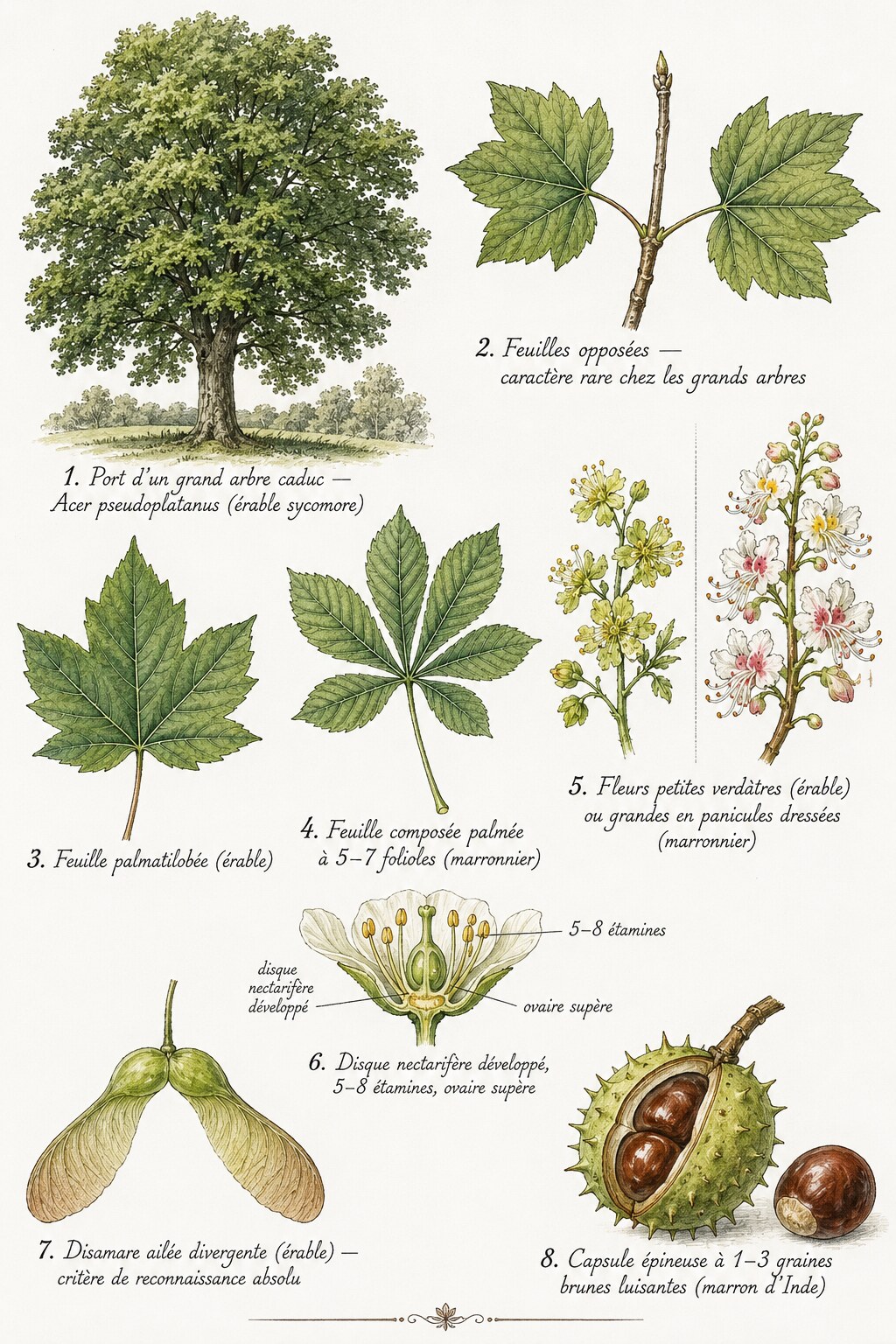 Planche des caractères distinctifs de la famille des Sapindacées
