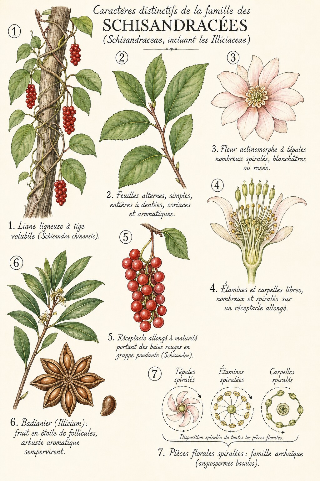 Planche des caractères distinctifs de la famille des Schisandracées