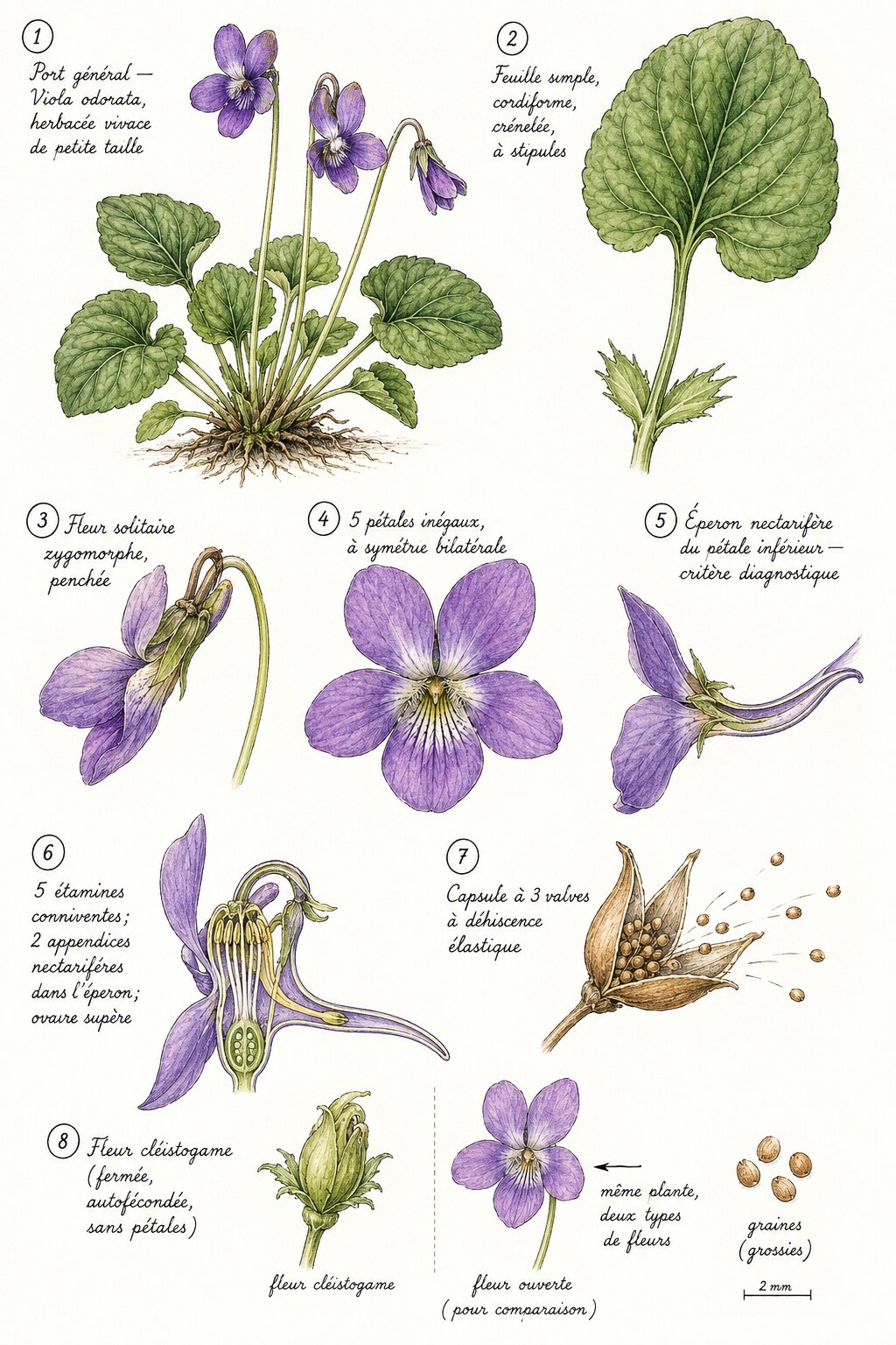Planche des caractères distinctifs de la famille des Violacées