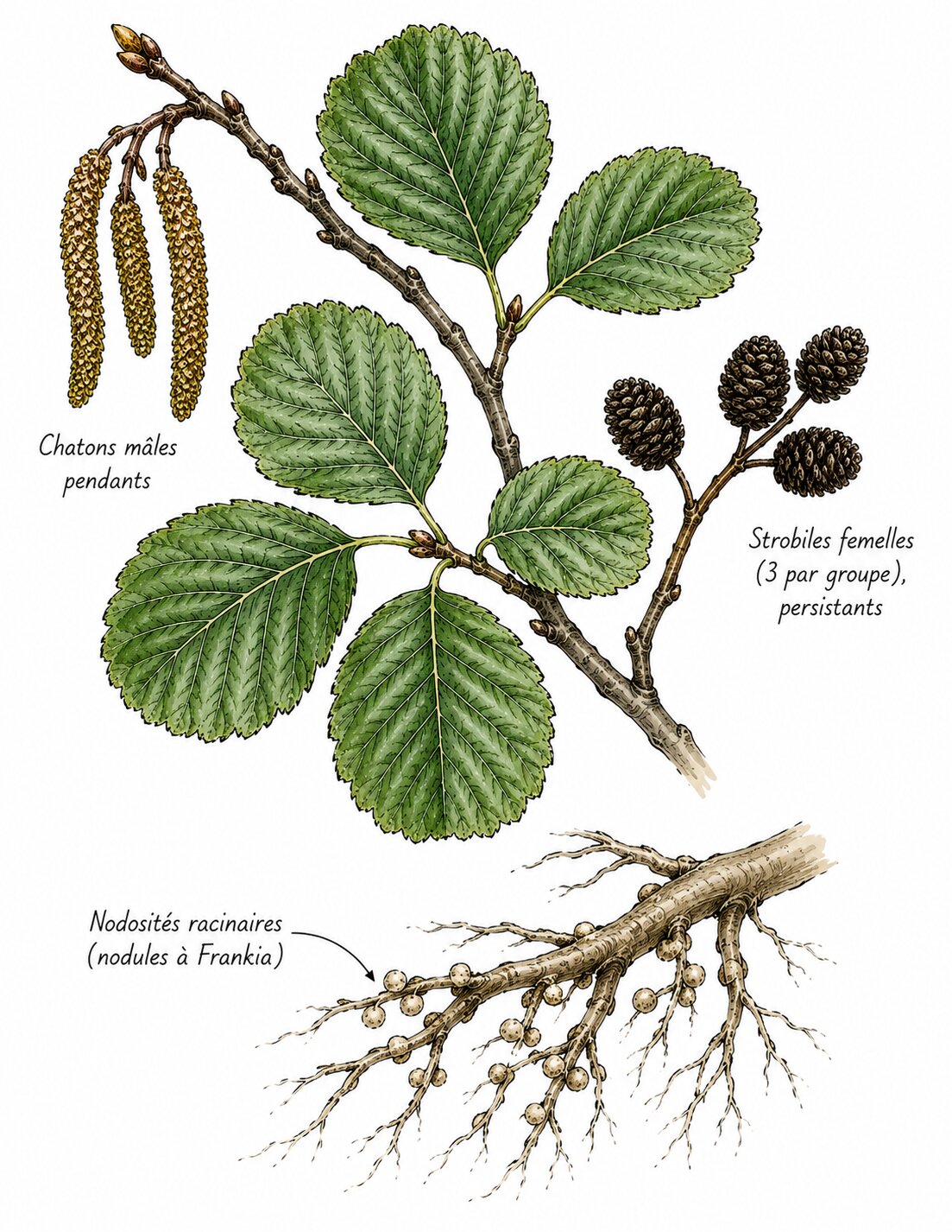 Dessin — Alnus glutinosa (Aulne glutineux)