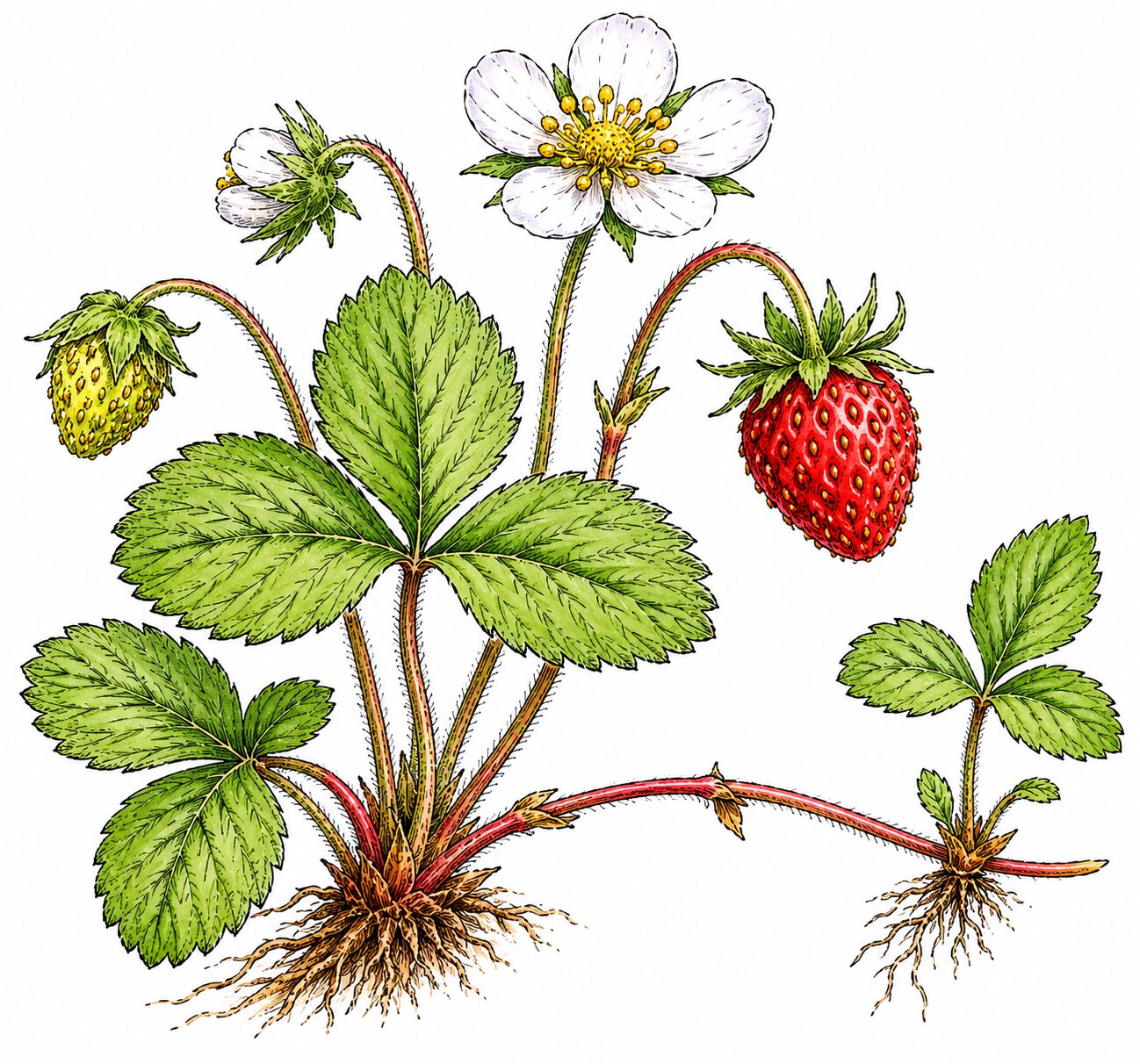 Dessin — Fragaria vesca (Fraisier des bois)