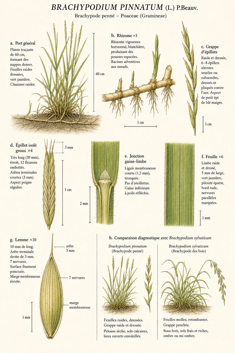 Planche botanique de Brachypodium pinnatum — Brachypode penné
