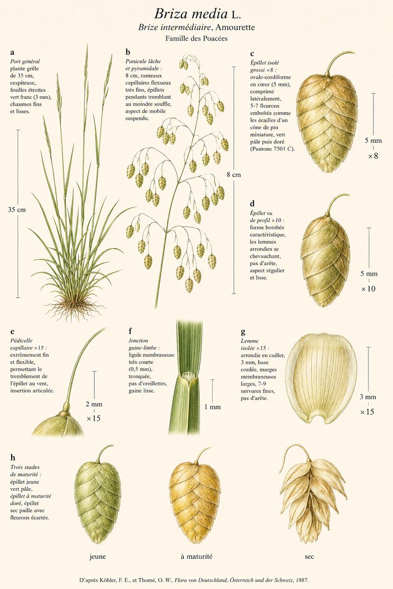 Planche botanique de Briza media — Brize intermédiaire